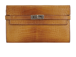 Hermes Kelly Wallet, Alligator Mississippiensis, Tan, [P] (2012), B, 2*